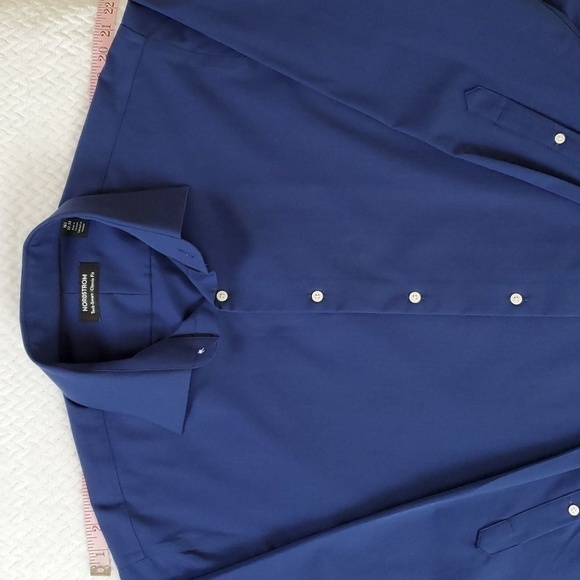 Nordstrom TechSmart Navy LongSleeve Button Up Dress Shirt Men’s Size 16.5 32-33 - Picture 6 of 16